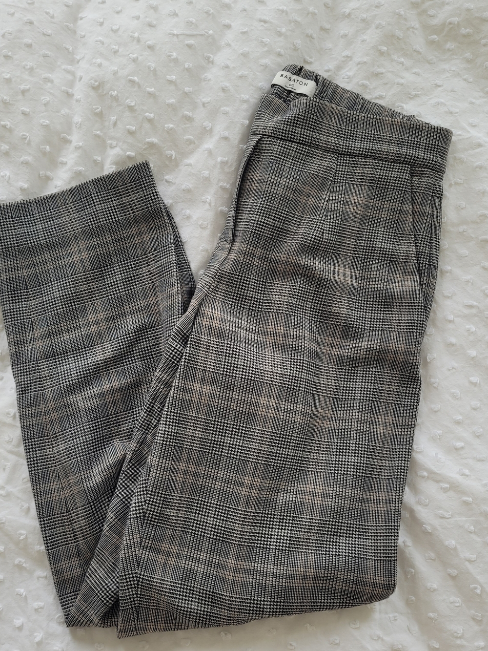 Babaton (Aritzia) Grey Glen Plaid Dress Pants with Subtle Tan Accents